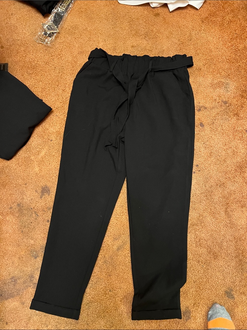 SO Black High-Waist Tie Front Pants